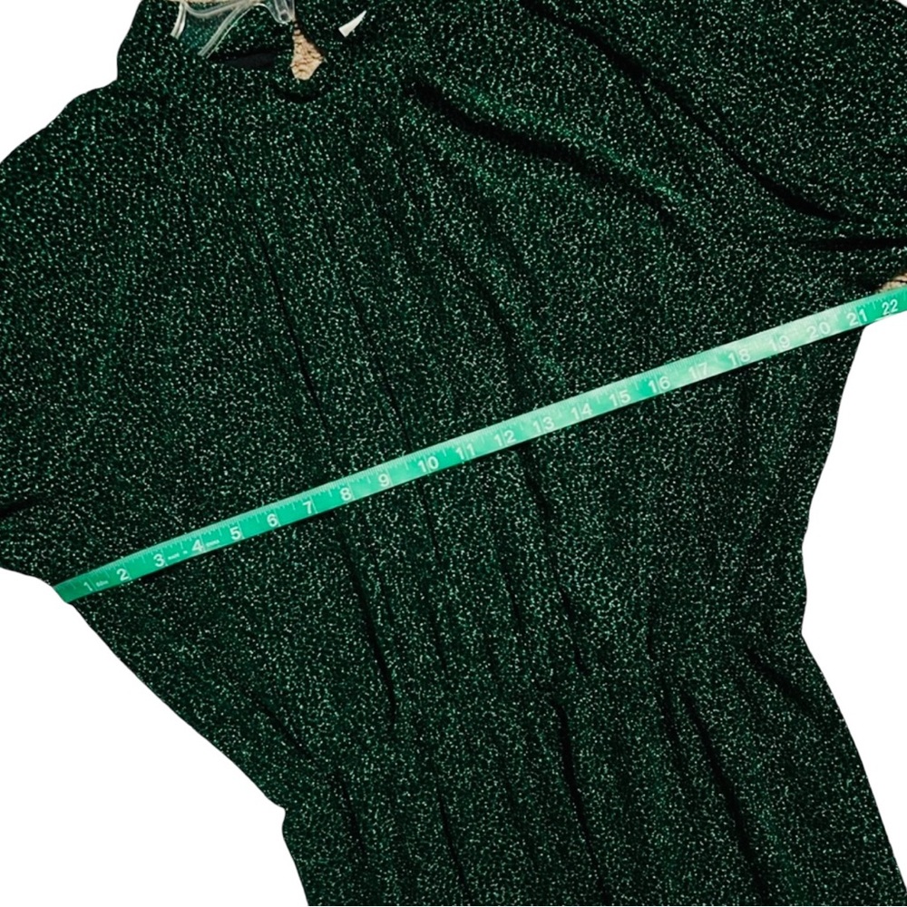 Y.A.S. NWT Green Glitter Long Sleeve Ruched Front Midi Dress XXL - Picture 12 of 16